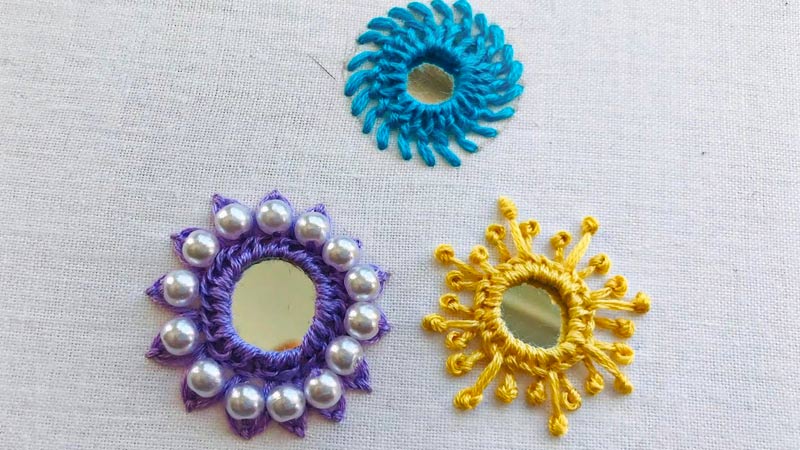 Thread Is Used With Shisha Mirror Embroidery