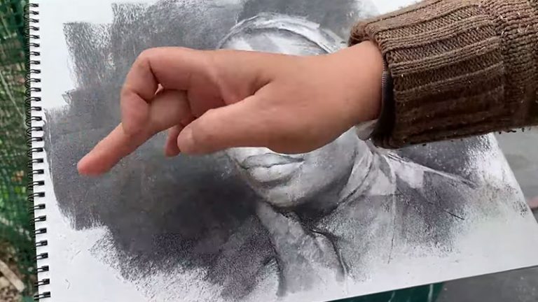 fixative spray being used