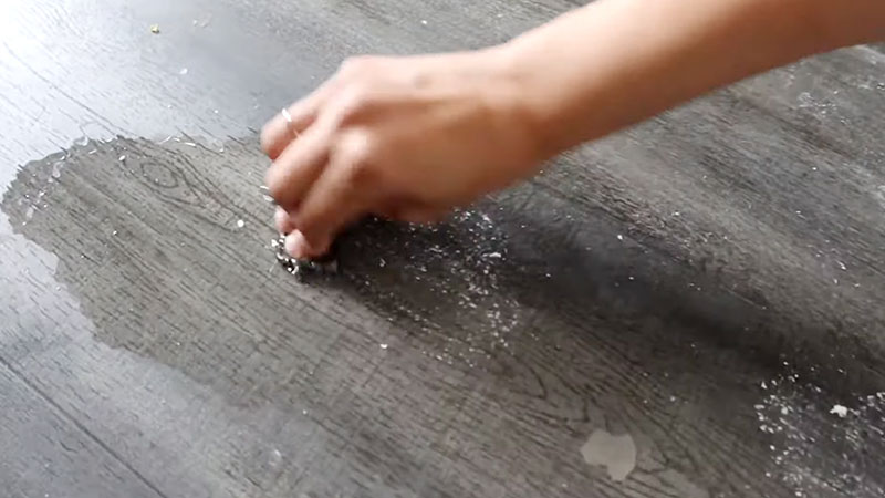 Spray Paint Off Wood Floor Scrub It Off
