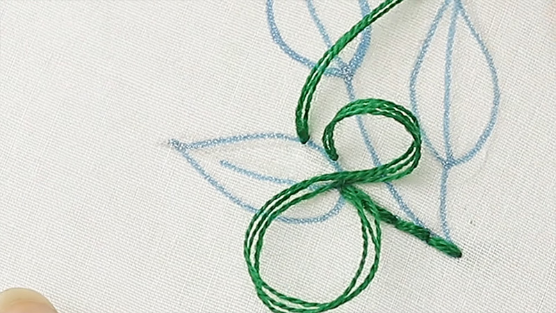 Backstitch Embroidery Leaves