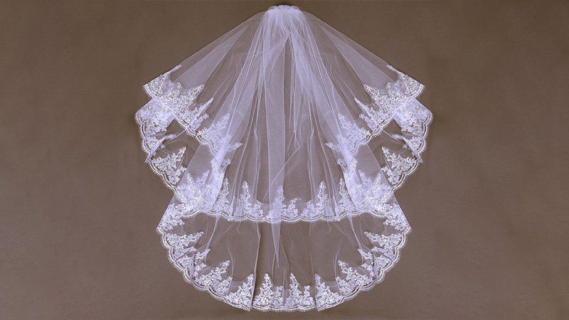 Beaded Wedding Veil Wedding Veil Elbow