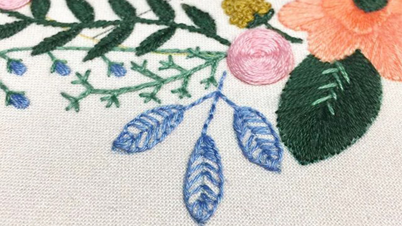 Buttonhole Stitch Embroidery Leaves