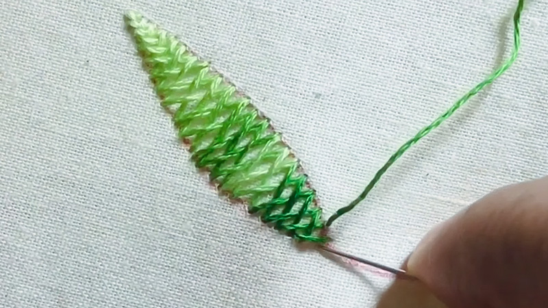 Cross Stitch Embroidery Leaves
