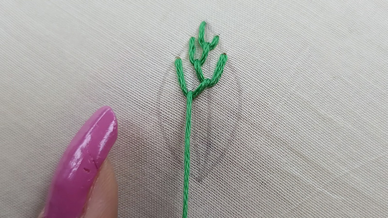 Feather Stitch Embroidery Leaves