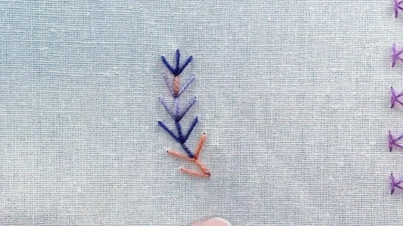 Fern Stitch Embroidery Leaves