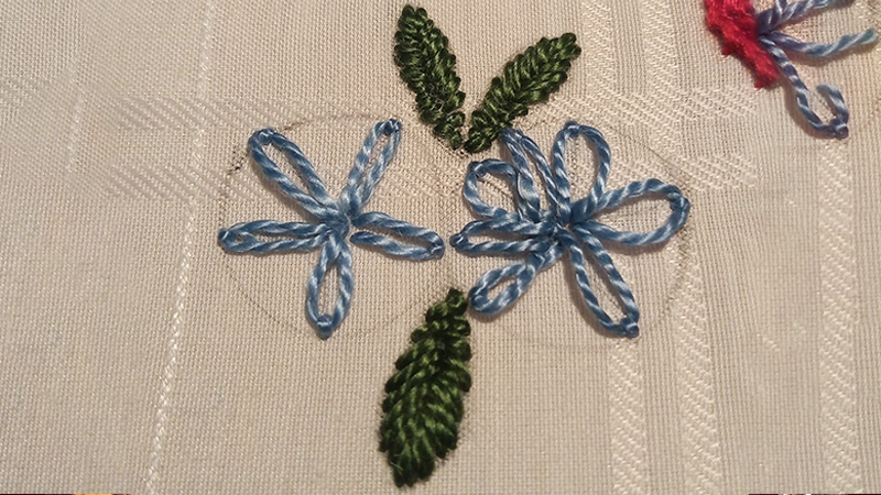 Fishbone Stitch Leaves