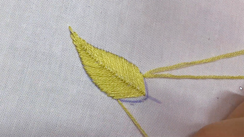 Fly Stitch Embroidery Leaves
