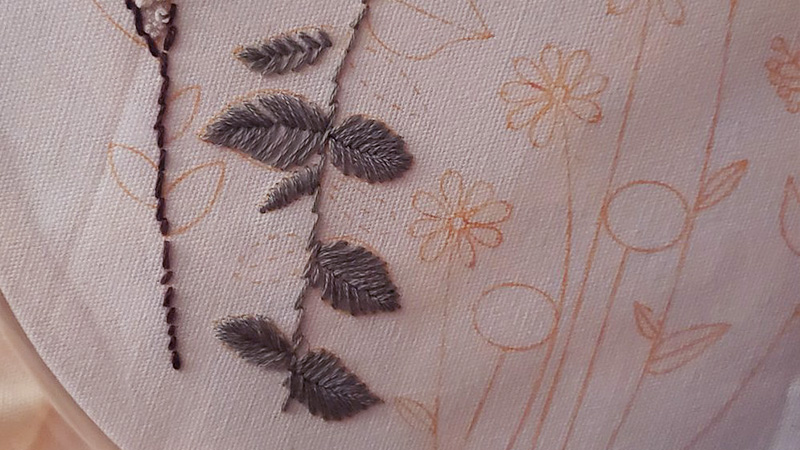 French Knots Embroidery Leaves