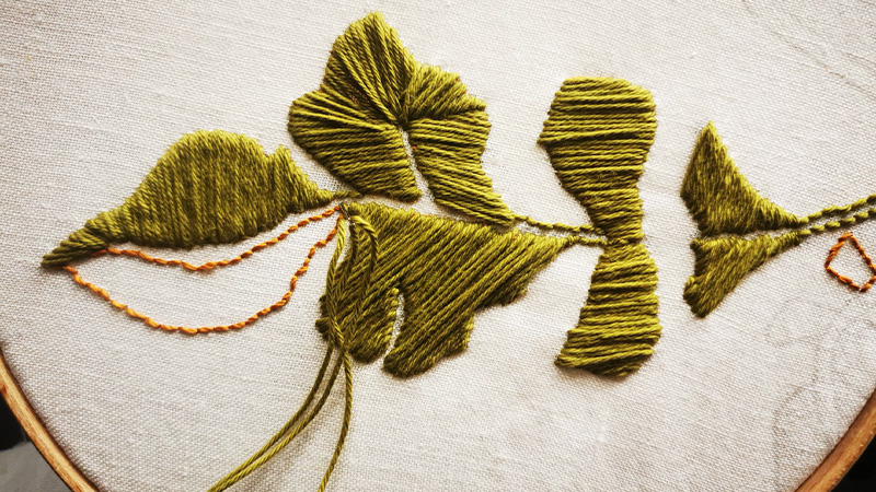 Satin Leaf Embroidery Stitch