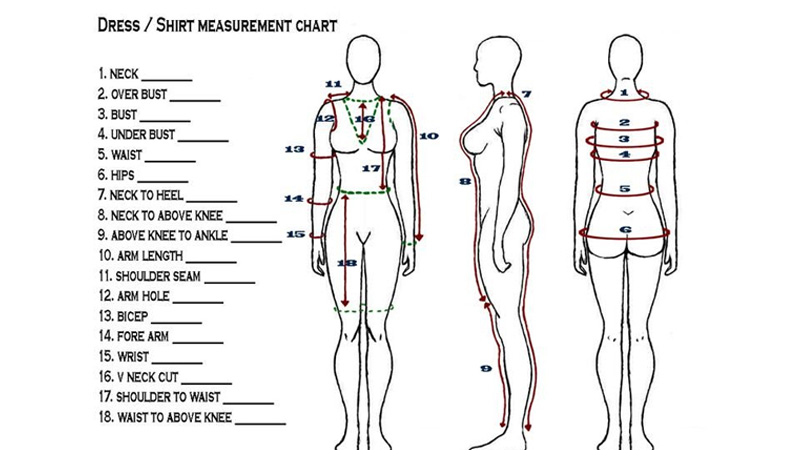 Body Measurement Chart for Sewing