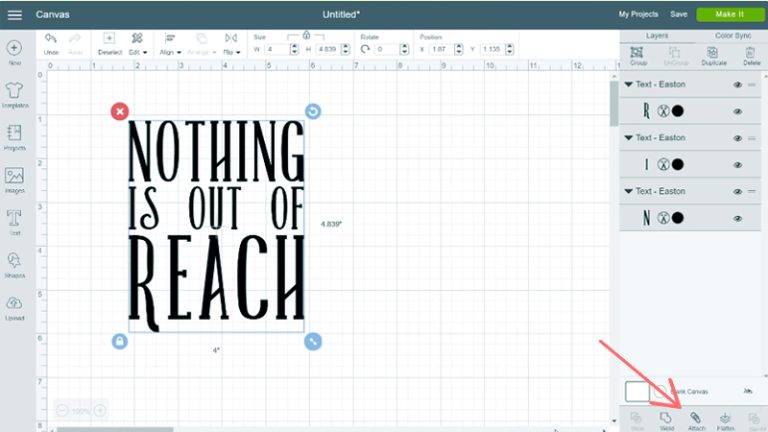 Use Attach in Cricut Design Space